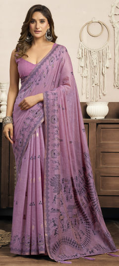 Pink and Majenta color Saree in Art Silk fabric with Printed work