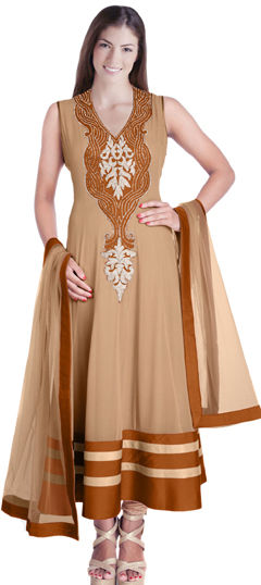 Pink and Majenta color Salwar Kameez in Georgette fabric with Bugle Beads, Embroidered work