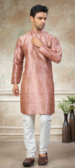 Pink and Majenta color Kurta Pyjamas in Premium Silk fabric with Digital Print work