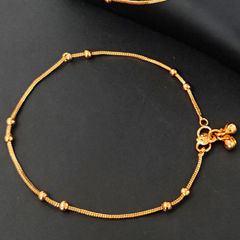 Gold Rodium Polish Gold color Anklet in Metal Alloy studded with Beads