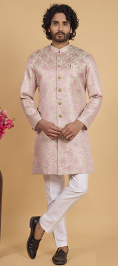 Green color IndoWestern Dress in Art Silk fabric with Embroidered work