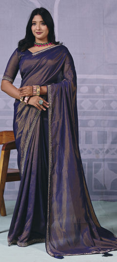 Blue color Saree in Art Silk fabric with Fancy Work work