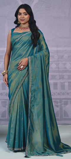 Blue color Saree in Art Silk fabric with Fancy Work work