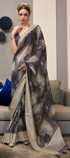 Multicolor color Saree in Chiffon fabric with Floral, Weaving work