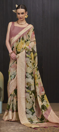 Multicolor color Saree in Chiffon fabric with Floral, Weaving work