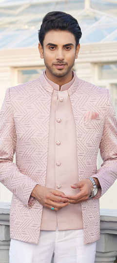 Purple and Violet color Blazer in Art Silk fabric with Embroidered work