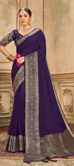 Purple and Violet color Saree in Silk fabric with Weaving, Zari work