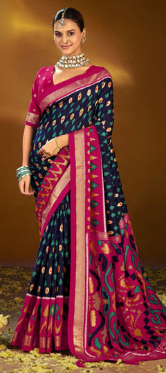 Blue color Saree in Art Silk fabric with Weaving work