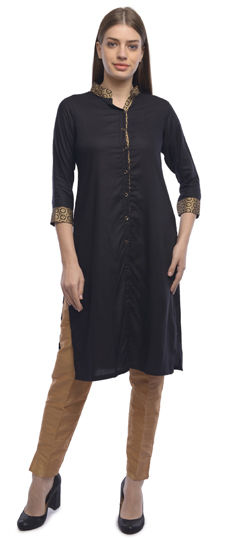 Black and Grey color Salwar Kameez in Rayon fabric with Printed work