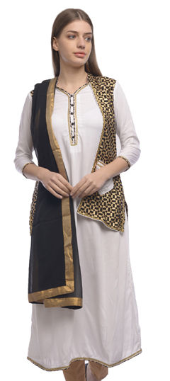 Black and Grey, White and Off White color Kurti in Rayon fabric with Printed work