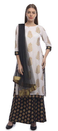 White and Off White color Salwar Kameez in Rayon fabric with Printed work