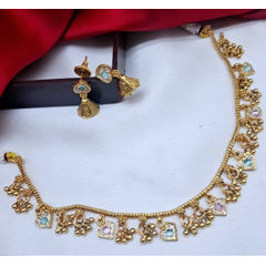 Gold Rodium Polish Multicolor color Necklace in Metal Alloy studded with Beads, Pearl