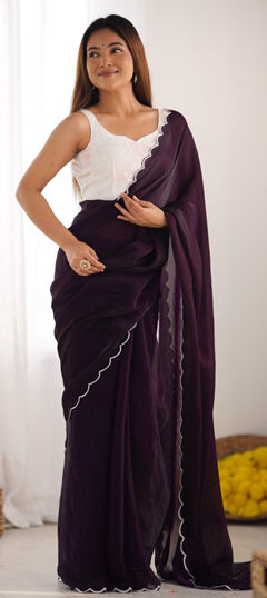 Purple and Violet color Saree in Art Silk fabric with Bugle Beads work