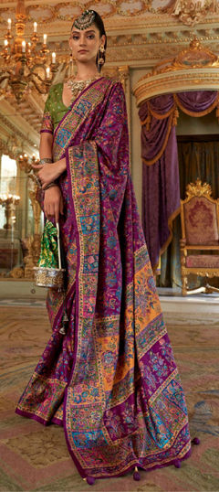 Pink and Majenta color Saree in Art Silk fabric with Printed work