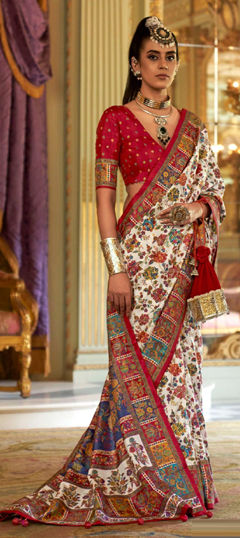 White and Off White color Saree in Art Silk fabric with Printed work