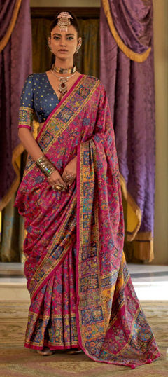 Pink and Majenta color Saree in Art Silk fabric with Printed work