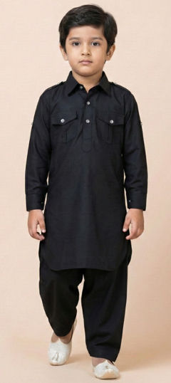 Black and Grey color Boys Indo-Western in Viscose fabric with Thread work