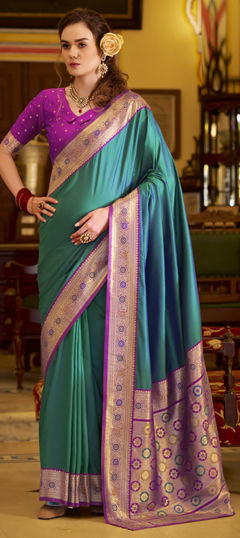 Blue color Saree in Art Silk fabric with Weaving work