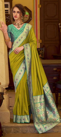 Yellow color Saree in Art Silk fabric with Weaving work