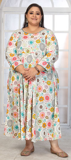 White and Off White color Kurti in Rayon fabric with Printed work