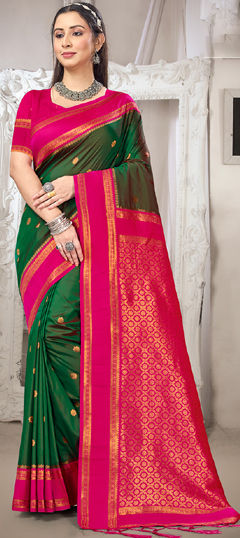 Green color Saree in Art Silk fabric with Weaving work