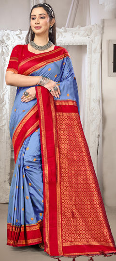 Blue color Saree in Art Silk fabric with Weaving work