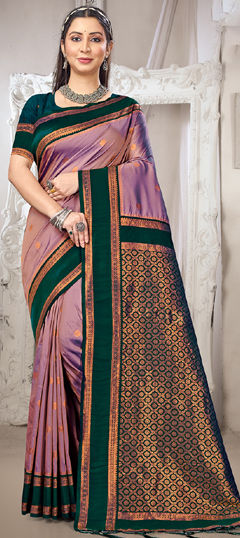 Purple and Violet color Saree in Art Silk fabric with Weaving work