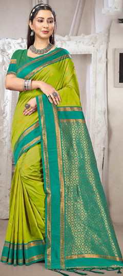 Green color Saree in Art Silk fabric with Weaving work