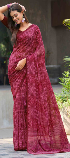 Pink and Majenta color Saree in Georgette fabric with Digital Print work