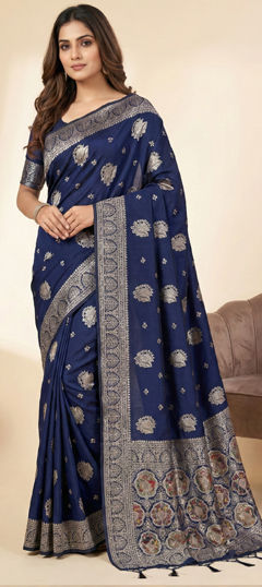 Blue color Saree in Art Silk fabric with Weaving, Zari work