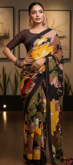 Multicolor color Saree in Georgette fabric with Floral, Printed work