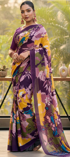 Multicolor color Saree in Georgette fabric with Floral, Printed work