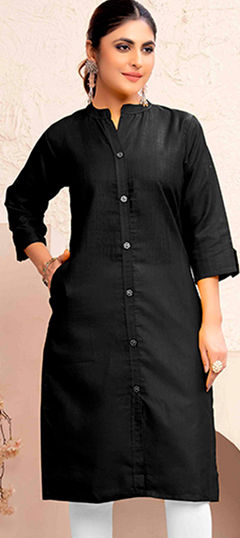 Black and Grey color Kurti in Cotton fabric with Thread work