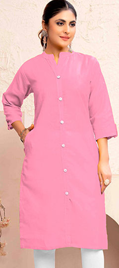 Pink and Majenta color Kurti in Cotton fabric with Thread work