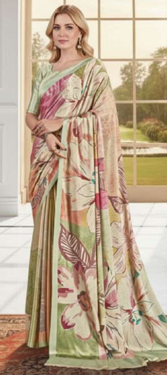 Multicolor color Saree in Crepe Silk fabric with Digital Print work
