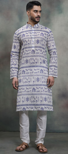 Multicolor color Kurta Pyjamas in Cotton fabric with Printed work