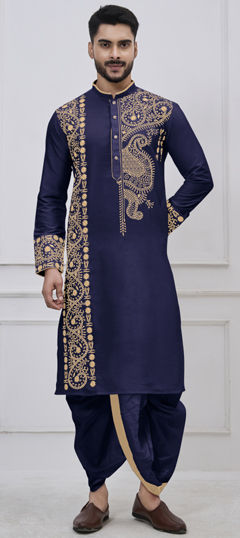 Blue color Dhoti Kurta in Viscose fabric with Embroidered, Thread work