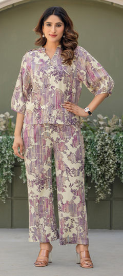 Multicolor color Co-ords Set in Rayon, Viscose fabric with Foil Print work