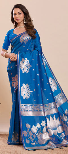 Blue color Saree in Art Silk fabric with Weaving, Zari work