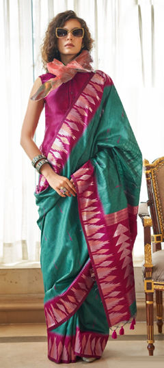 Blue color Saree in Silk fabric with Weaving work