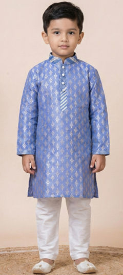 Multicolor color Boys Kurta Pyjama in Jacquard fabric with Weaving work