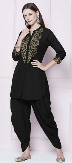 Black and Grey color Co-ords Set in Rayon fabric with Embroidered, Sequence work