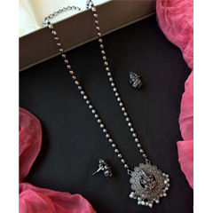 Silver Rodium Polish White and Off White color Pendant in Brass, Metal Alloy studded with Pearl