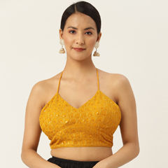Yellow color Blouse in Georgette fabric with Embroidered work