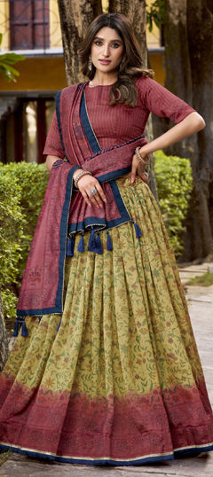 Multicolor color Lehenga in Art Silk fabric with Printed work