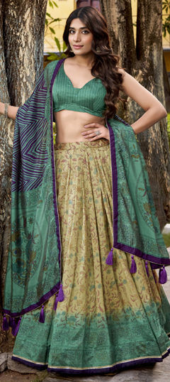 Multicolor color Lehenga in Art Silk fabric with Printed work