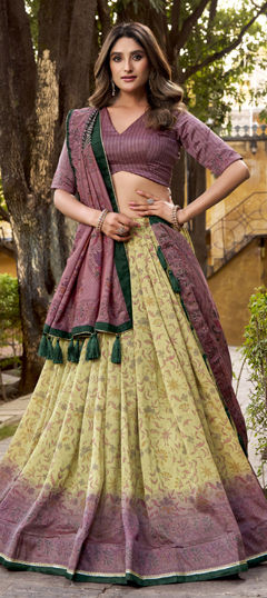 Multicolor color Lehenga in Art Silk fabric with Printed work