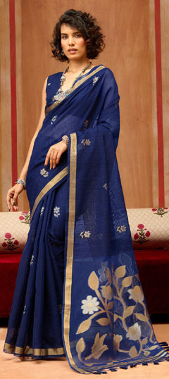 Blue color Saree in Art Silk fabric with Weaving work