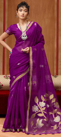 Pink and Majenta color Saree in Art Silk fabric with Weaving work