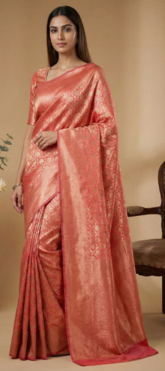 Pink and Majenta color Saree in Art Silk fabric with Weaving work